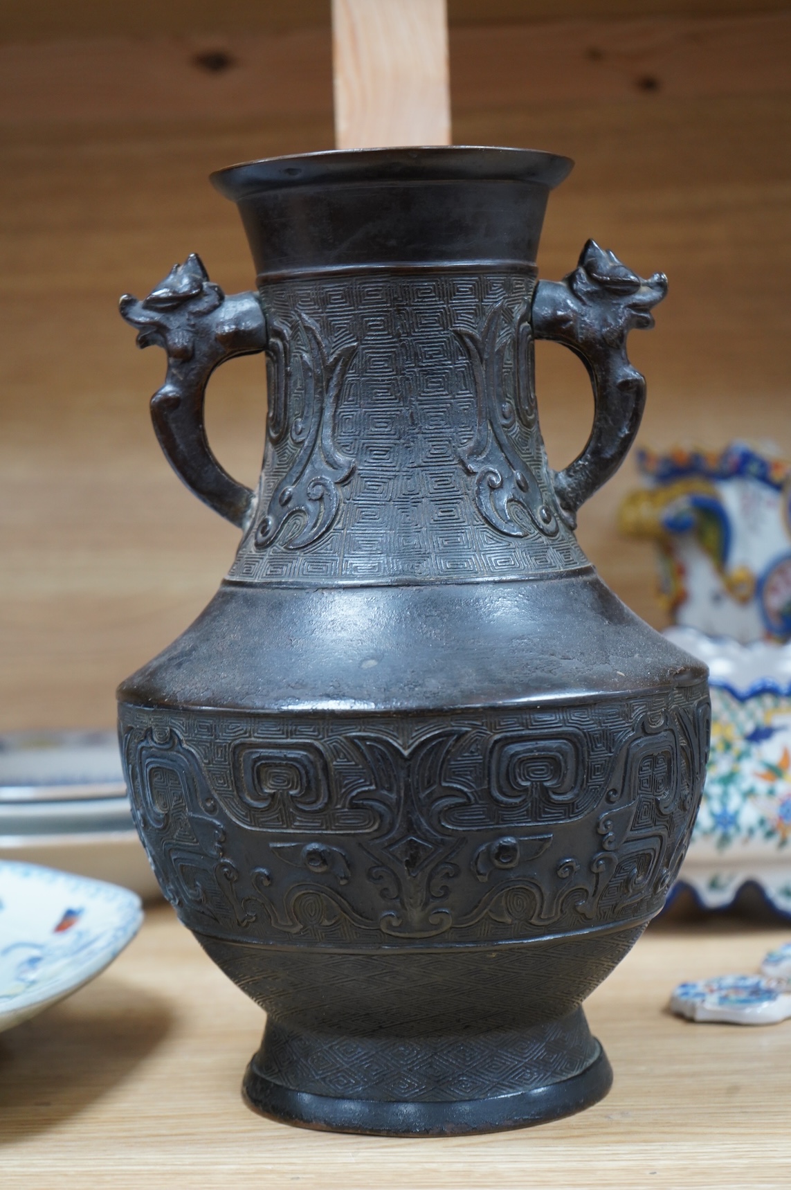 A 19th century Chinese archaistic bronze vase, 31cm high